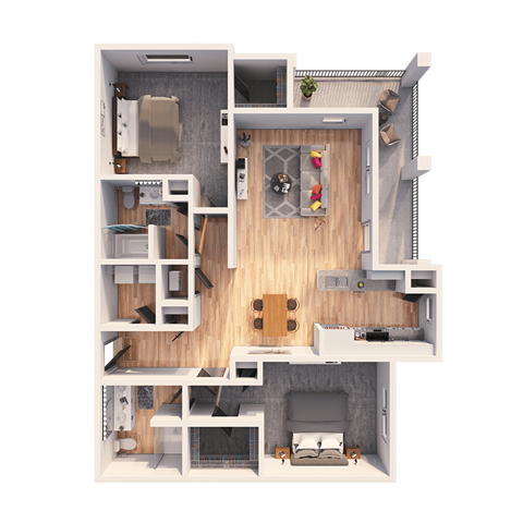 Floor plan for 2 beds, 2 baths, 1294 sqft